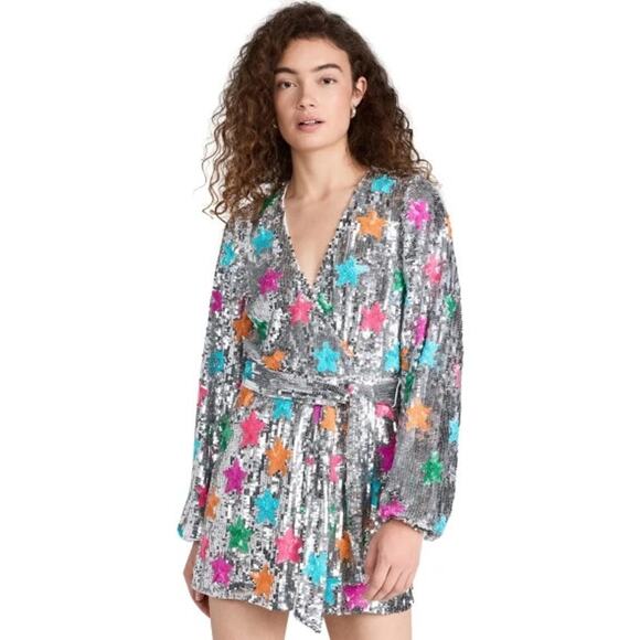 NEW NWT Show Me Your Mumu Wear Me Out Dress Rainbow Star Sequins Size XS
